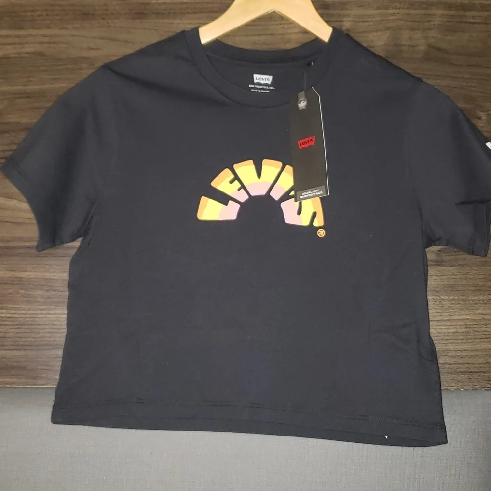 Levi's Cropped Jordie T-Shirt Rainbow Caviar - XS - Picture 2 of 5